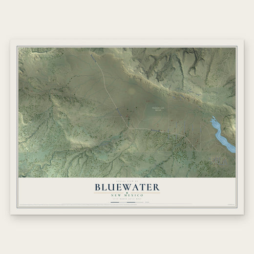Bluewater, New Mexico map print, the full design