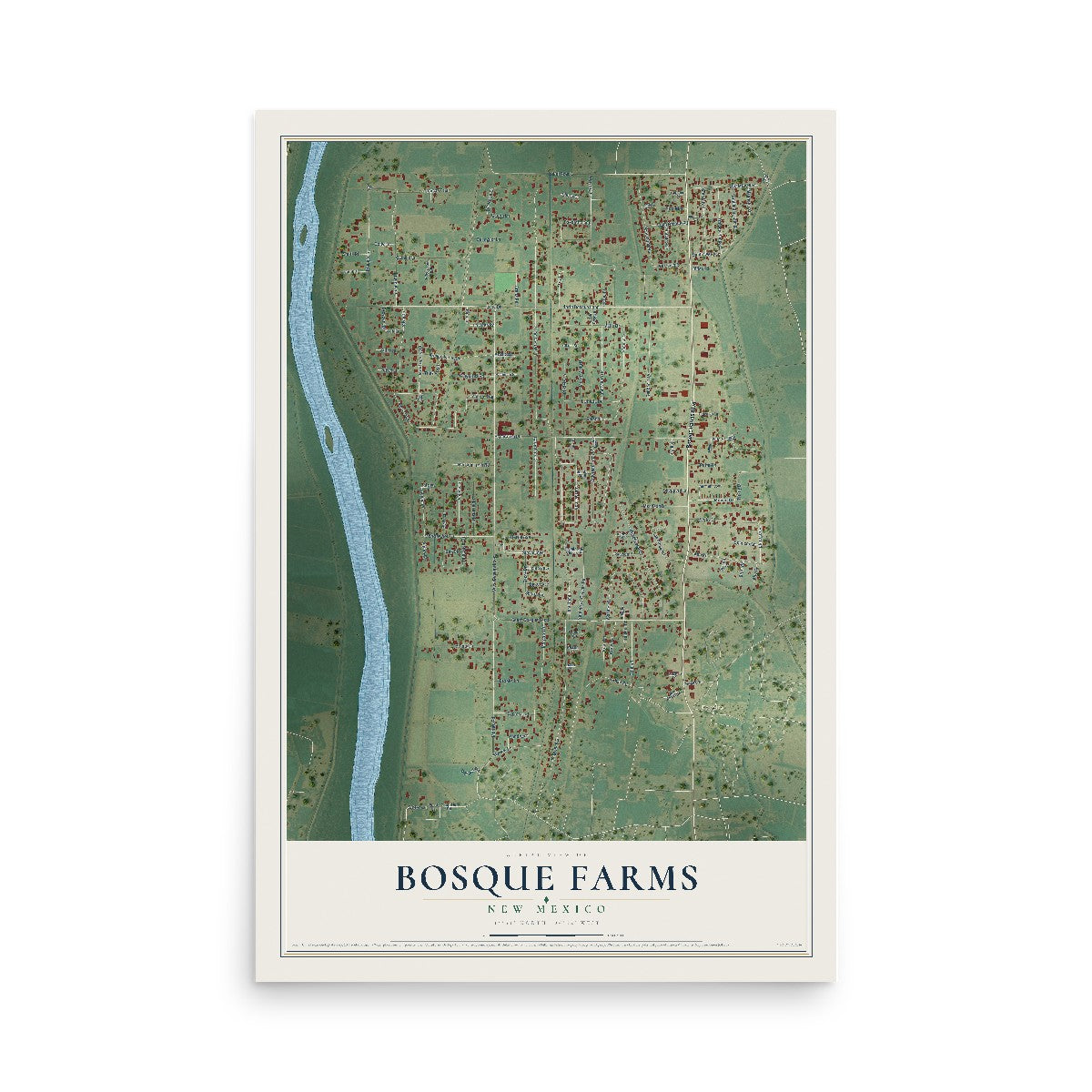 Map of Bosque Farms, New Mexico, 12 x 18 inch unframed archival matte print