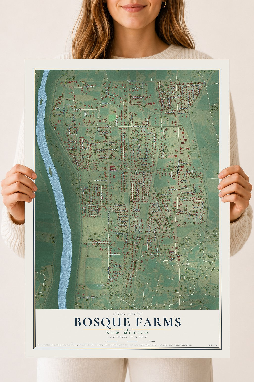 Map of Bosque Farms, New Mexico, 18 x 24 inch unframed archival matte print