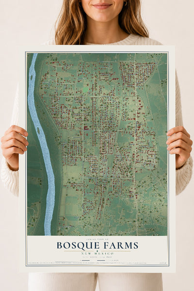 Map of Bosque Farms, New Mexico, 18 x 24 inch unframed archival matte print
