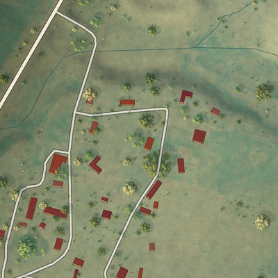 Close-up of the map of Brazos, New Mexico print showing street and building detail