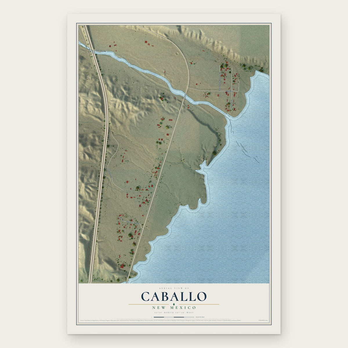 Caballo, New Mexico map print, the full design
