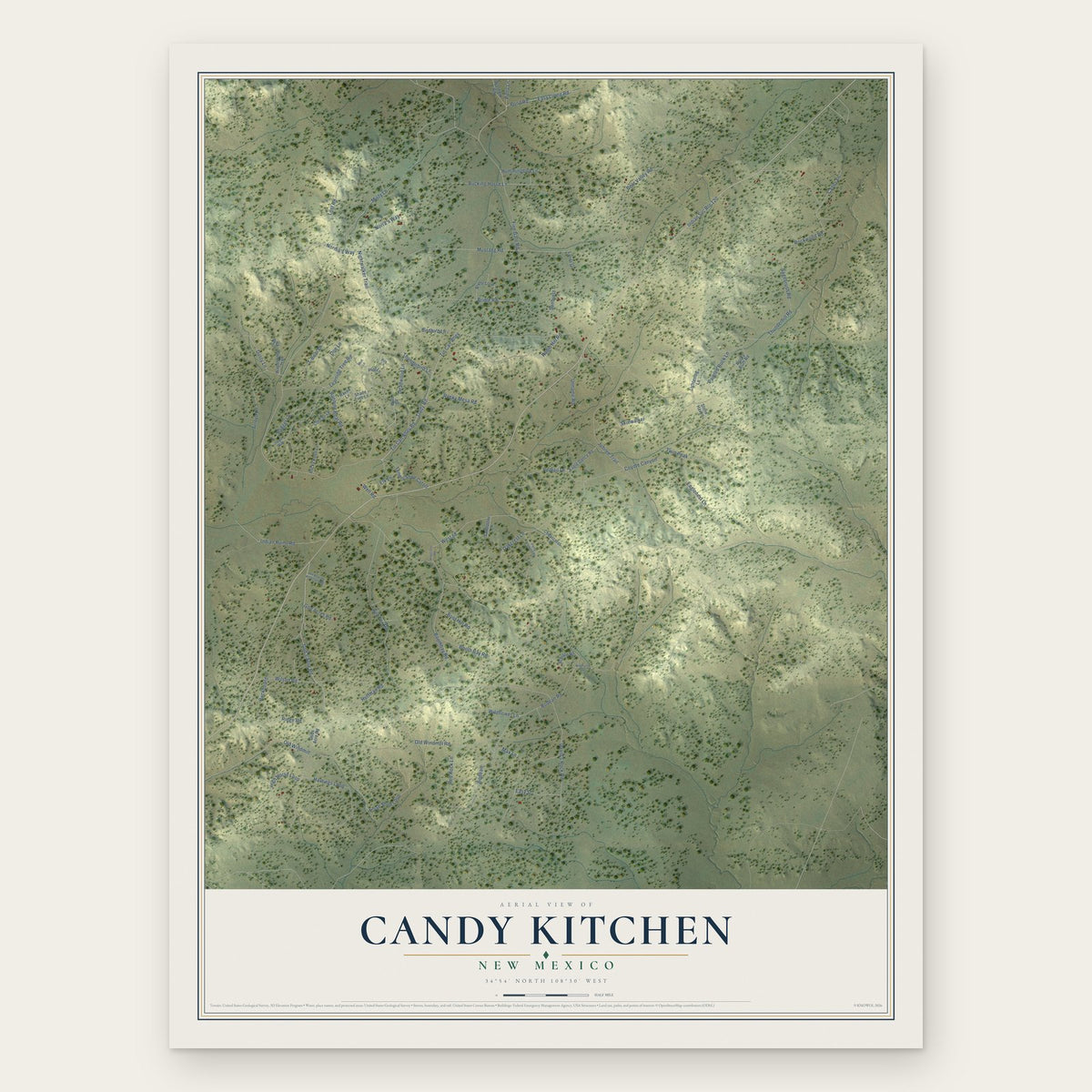 Candy Kitchen, New Mexico map print, the full design