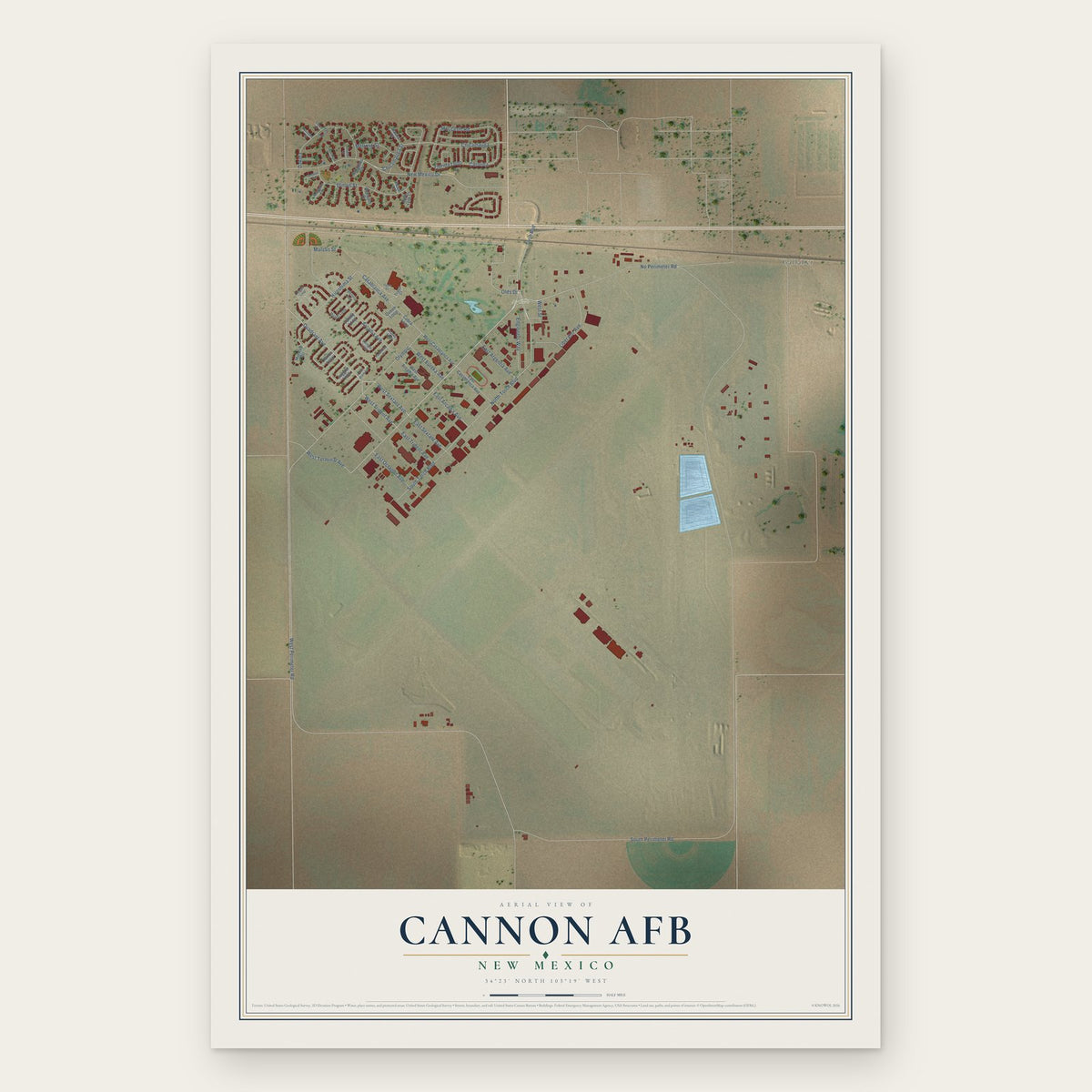 Cannon AFB, New Mexico map print, the full design