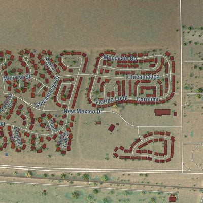Close-up of the map of Cannon AFB, New Mexico print showing street and building detail