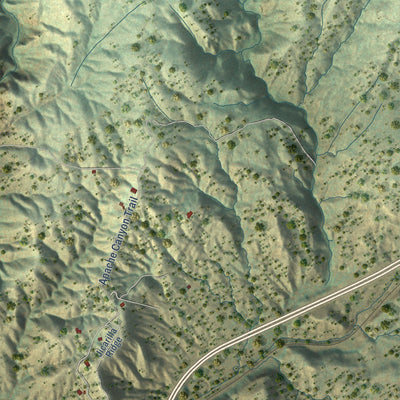 Close-up of the map of Cañoncito, New Mexico print showing street and building detail
