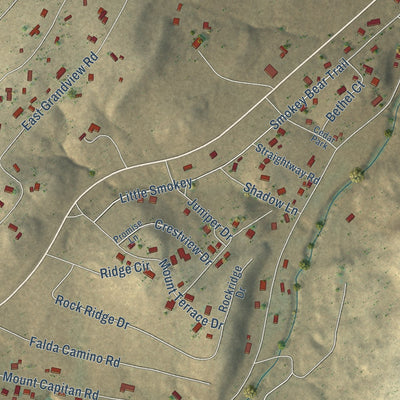 Second close-up of the map of Capitan, New Mexico print showing more streets and buildings