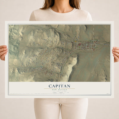 Map of Capitan, New Mexico, 18 x 24 inch unframed archival matte print