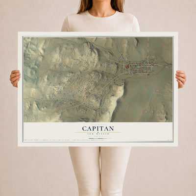 Map of Capitan, New Mexico, 24 x 36 inch unframed archival matte print