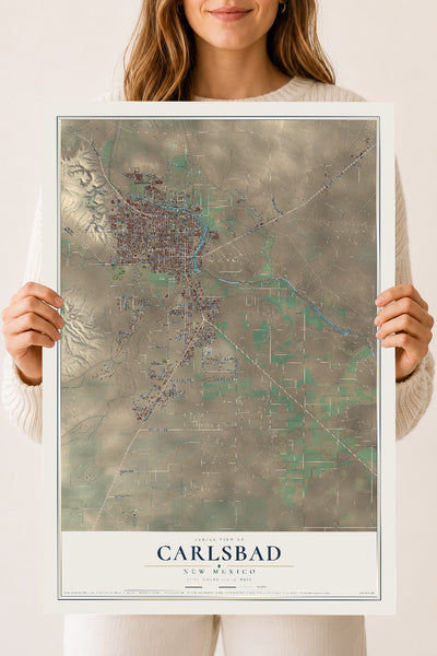 Map of Carlsbad, New Mexico, 18 x 24 inch unframed archival matte print