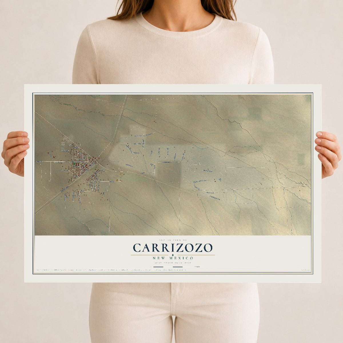 Map of Carrizozo, New Mexico, 12 x 18 inch unframed archival matte print