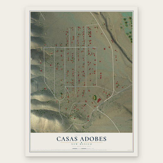 Casas Adobes, New Mexico map print, the full design