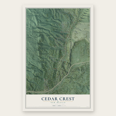 Cedar Crest, New Mexico map print, the full design