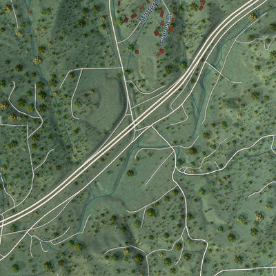 Close-up of the map of Cedar Crest, New Mexico print showing street and building detail