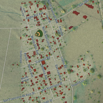 Close-up of the map of Chamberino, New Mexico print showing street and building detail