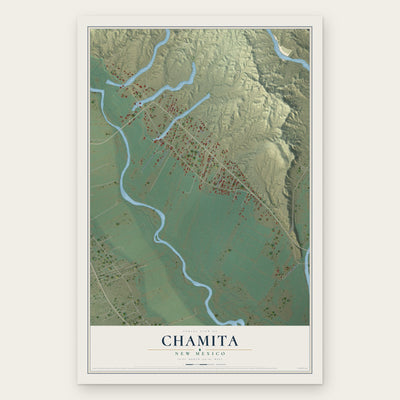 Chamita, New Mexico map print, the full design