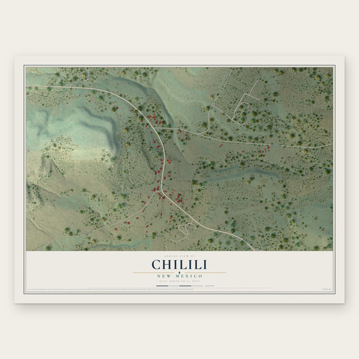 Chilili, New Mexico map print, the full design