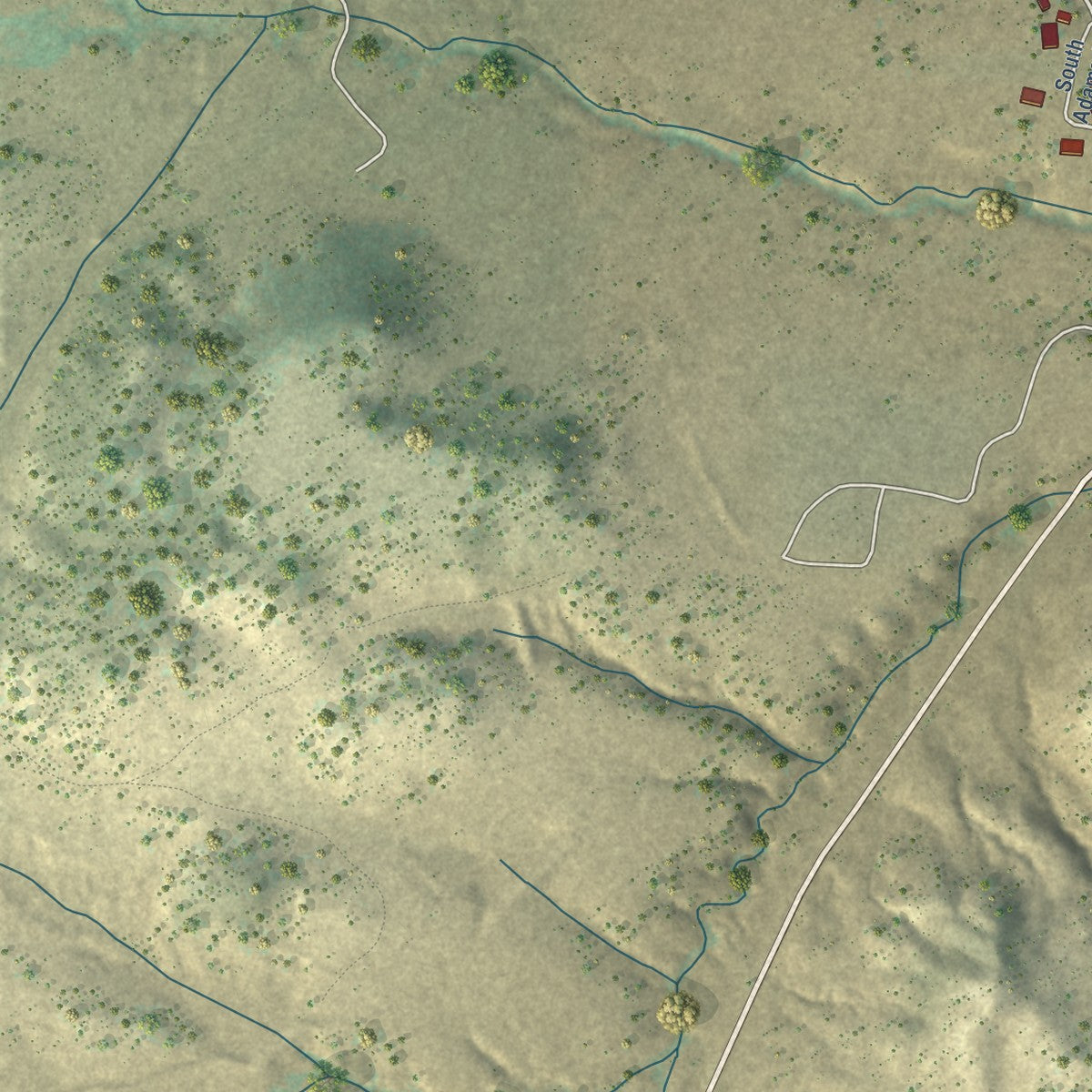 Second close-up of the map of Cimarron, New Mexico print showing more streets and buildings