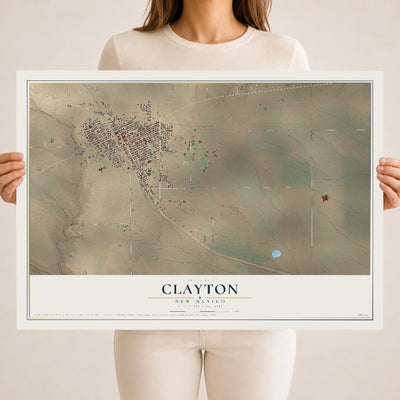 Map of Clayton, New Mexico, 18 x 24 inch unframed archival matte print