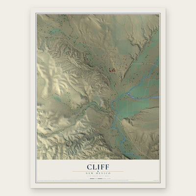 Cliff, New Mexico map print, the full design