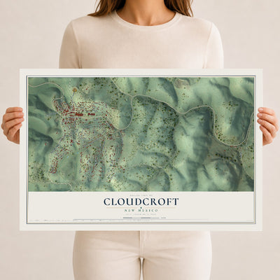 Map of Cloudcroft, New Mexico, 12 x 18 inch unframed archival matte print