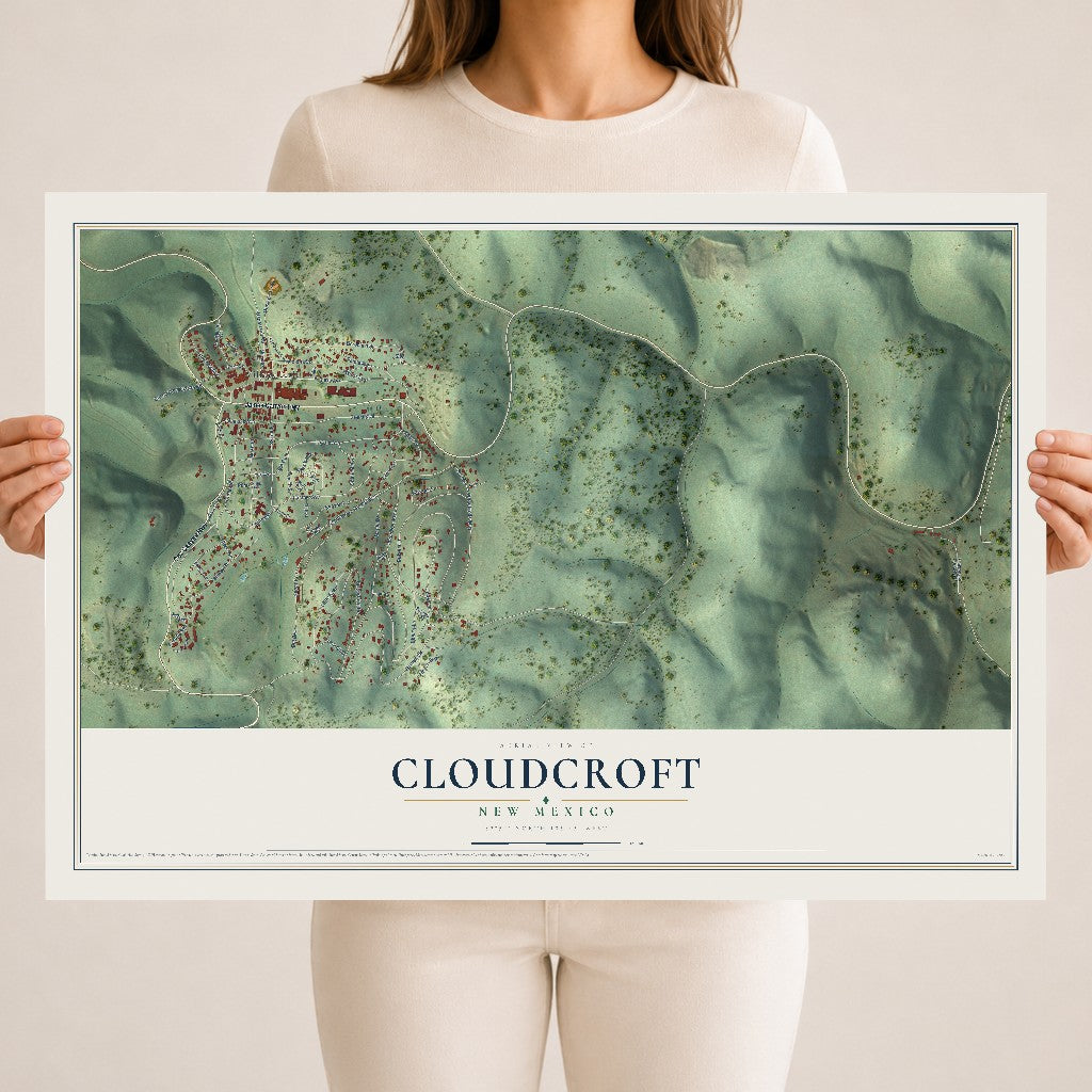 Map of Cloudcroft, New Mexico, 18 x 24 inch unframed archival matte print