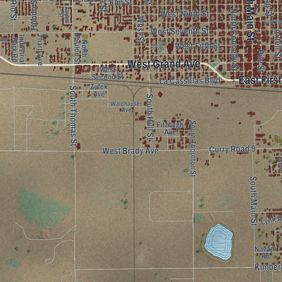Second close-up of the map of Clovis, New Mexico print showing more streets and buildings