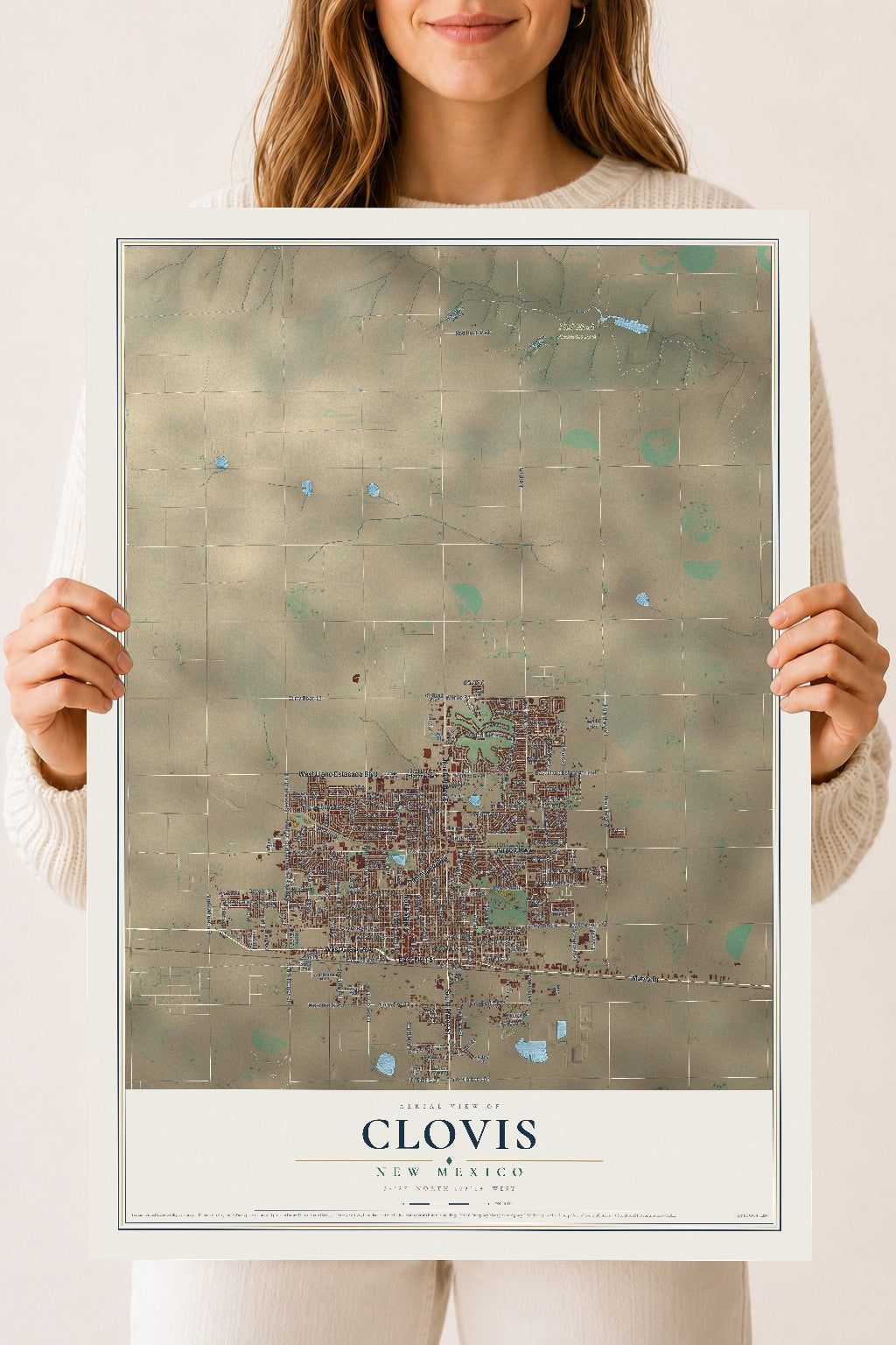 Map of Clovis, New Mexico, 18 x 24 inch unframed archival matte print