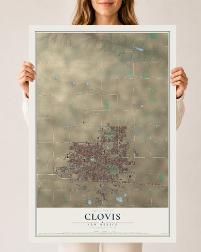 Map of Clovis, New Mexico, 24 x 36 inch unframed archival matte print