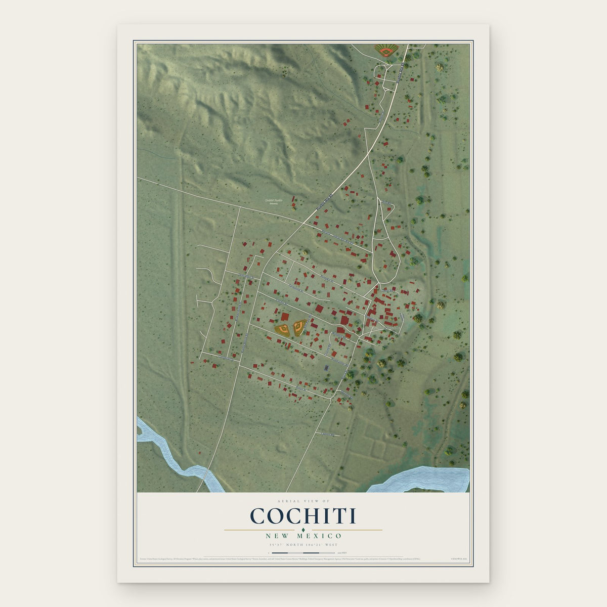 Cochiti, New Mexico map print, the full design