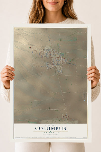 Map of Columbus, New Mexico, 18 x 24 inch unframed archival matte print