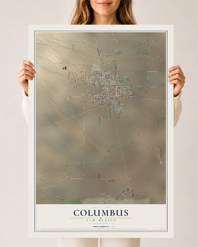 Map of Columbus, New Mexico, 24 x 36 inch unframed archival matte print