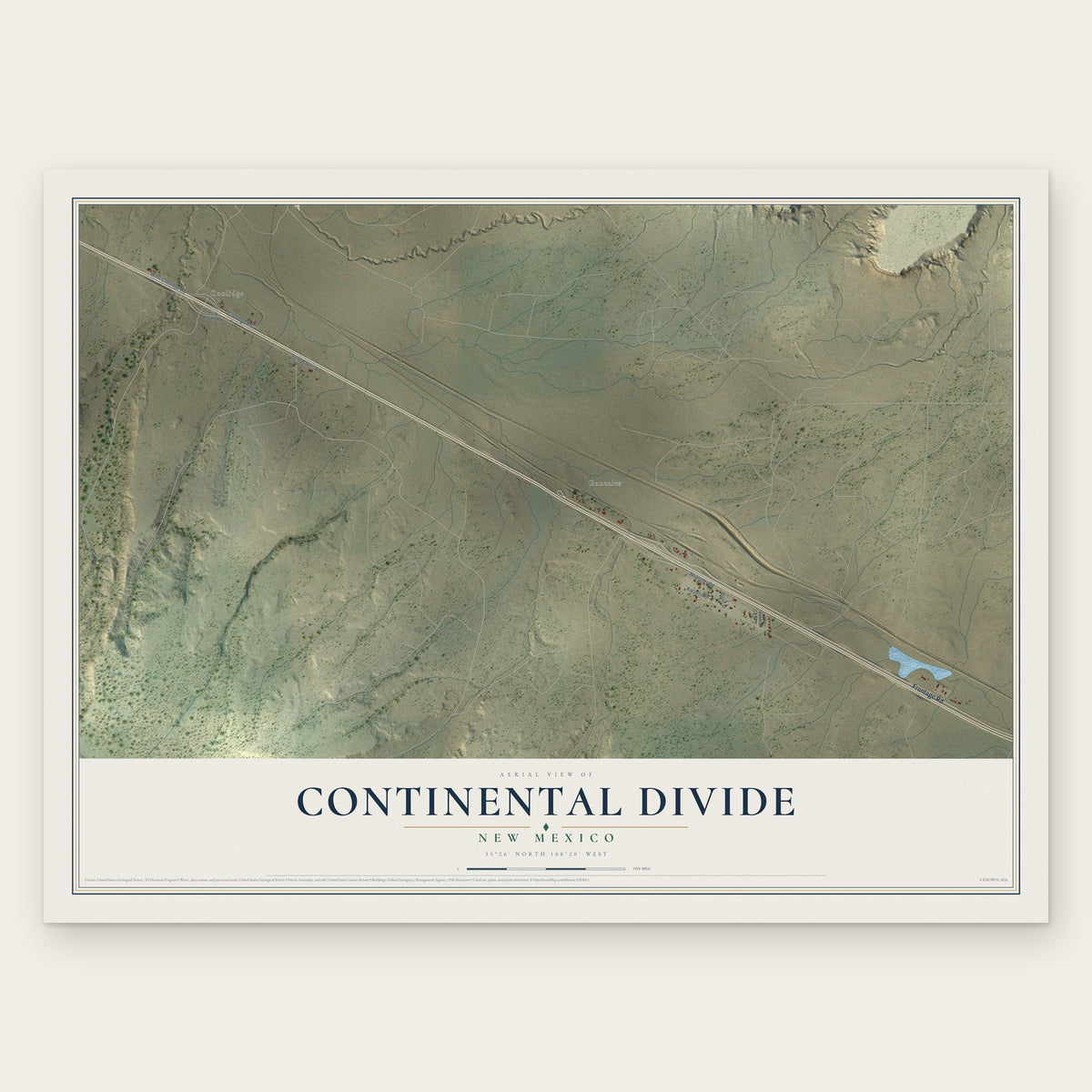 Continental Divide, New Mexico map print, the full design