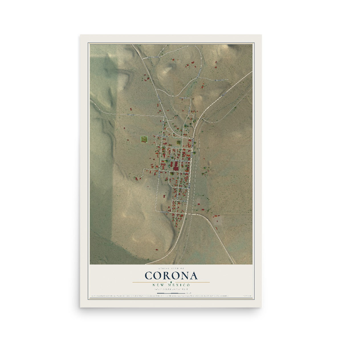 Map of Corona, New Mexico, 12 x 18 inch unframed archival matte print