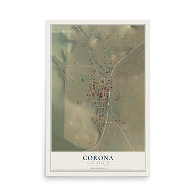 Map of Corona, New Mexico, 12 x 18 inch unframed archival matte print