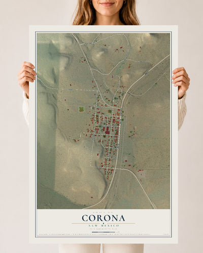 Map of Corona, New Mexico, 24 x 36 inch unframed archival matte print