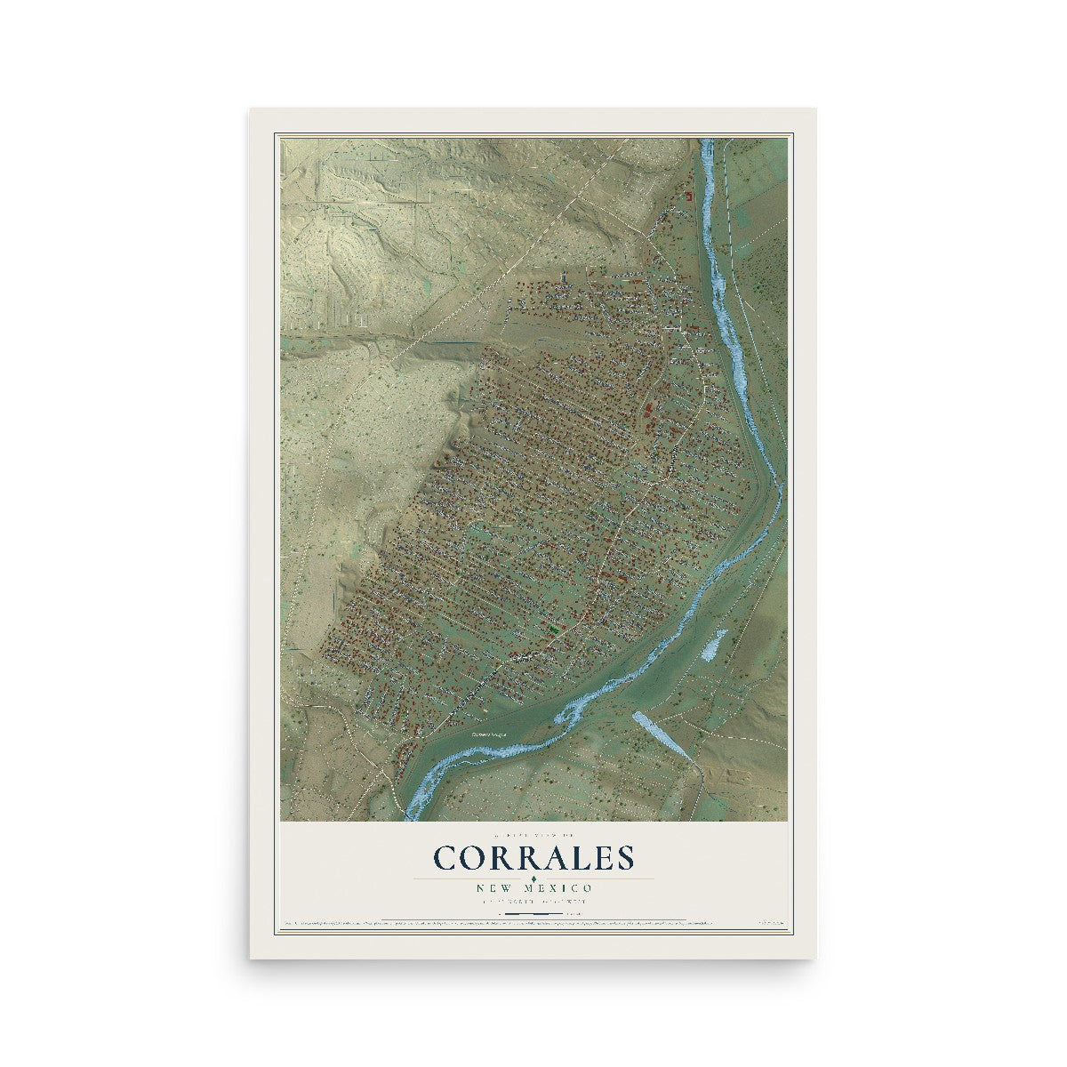Map of Corrales, New Mexico, 12 x 18 inch unframed archival matte print