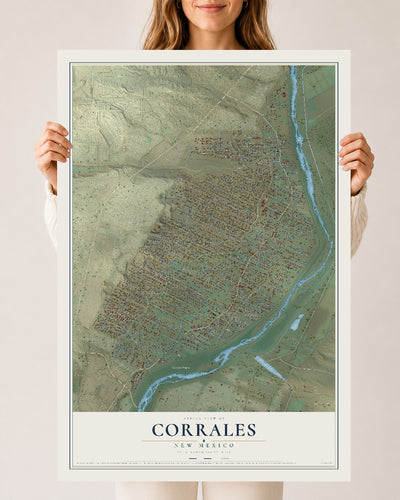 Map of Corrales, New Mexico, 24 x 36 inch unframed archival matte print