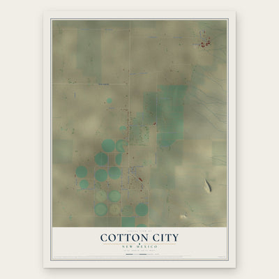 Cotton City, New Mexico map print, the full design