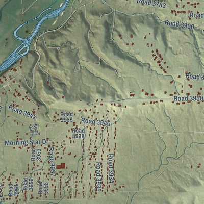 Close-up of the map of Crouch Mesa, New Mexico print showing street and building detail