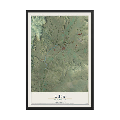 Map of Cuba, New Mexico, 12 x 18 inch print in a black wood frame