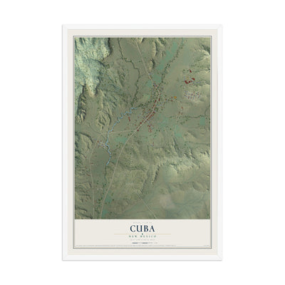 Map of Cuba, New Mexico, 12 x 18 inch print in a white wood frame