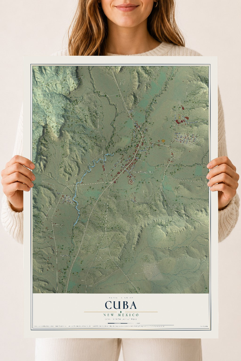 Map of Cuba, New Mexico, 18 x 24 inch unframed archival matte print