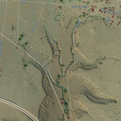 Close-up of the map of Cubero, New Mexico print showing street and building detail