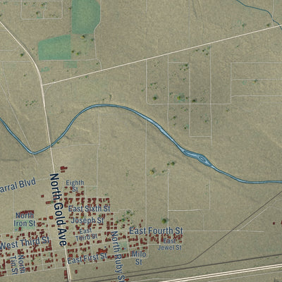 Second close-up of the map of Deming, New Mexico print showing more streets and buildings
