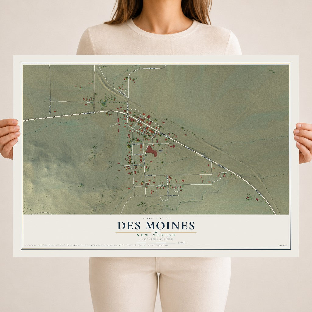 Map of Des Moines, New Mexico, 18 x 24 inch unframed archival matte print