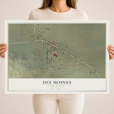 Map of Des Moines, New Mexico, 18 x 24 inch unframed archival matte print