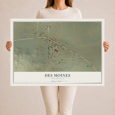 Map of Des Moines, New Mexico, 24 x 36 inch unframed archival matte print