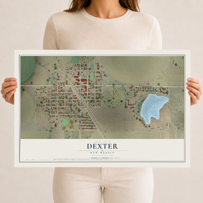 Map of Dexter, New Mexico, 12 x 18 inch unframed archival matte print