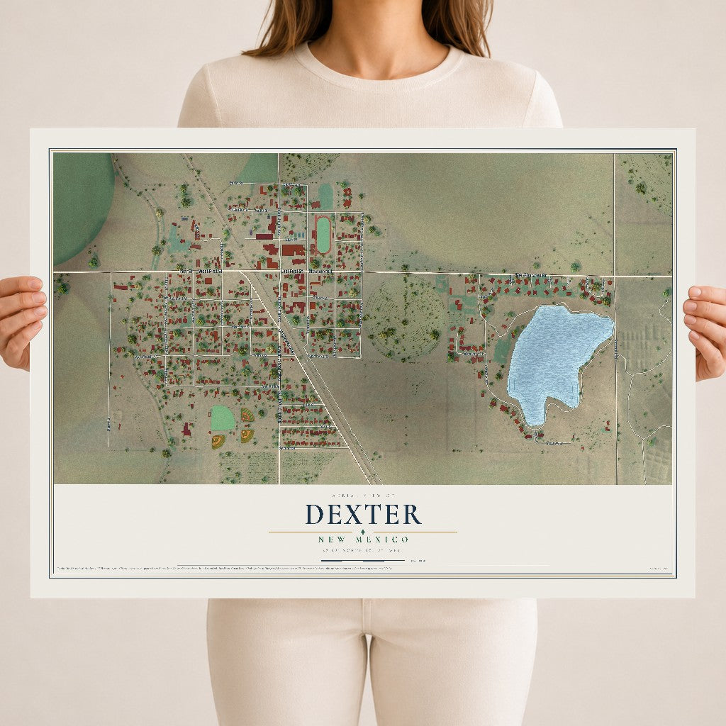 Map of Dexter, New Mexico, 18 x 24 inch unframed archival matte print